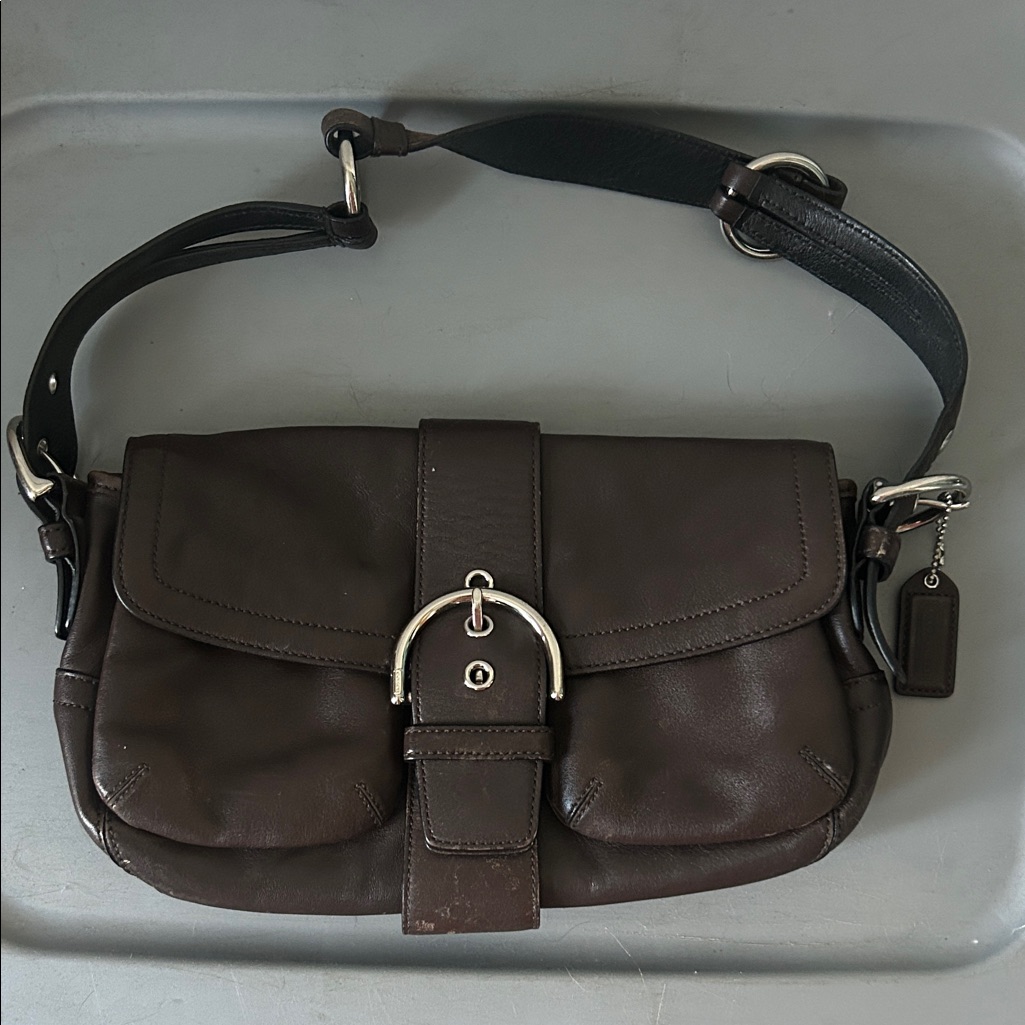Vintage Coach 3653 Dark Brown Leather Shoulder Bag
